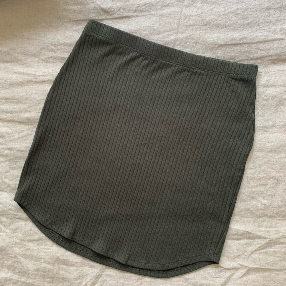 Army Green Ribbed Skirt